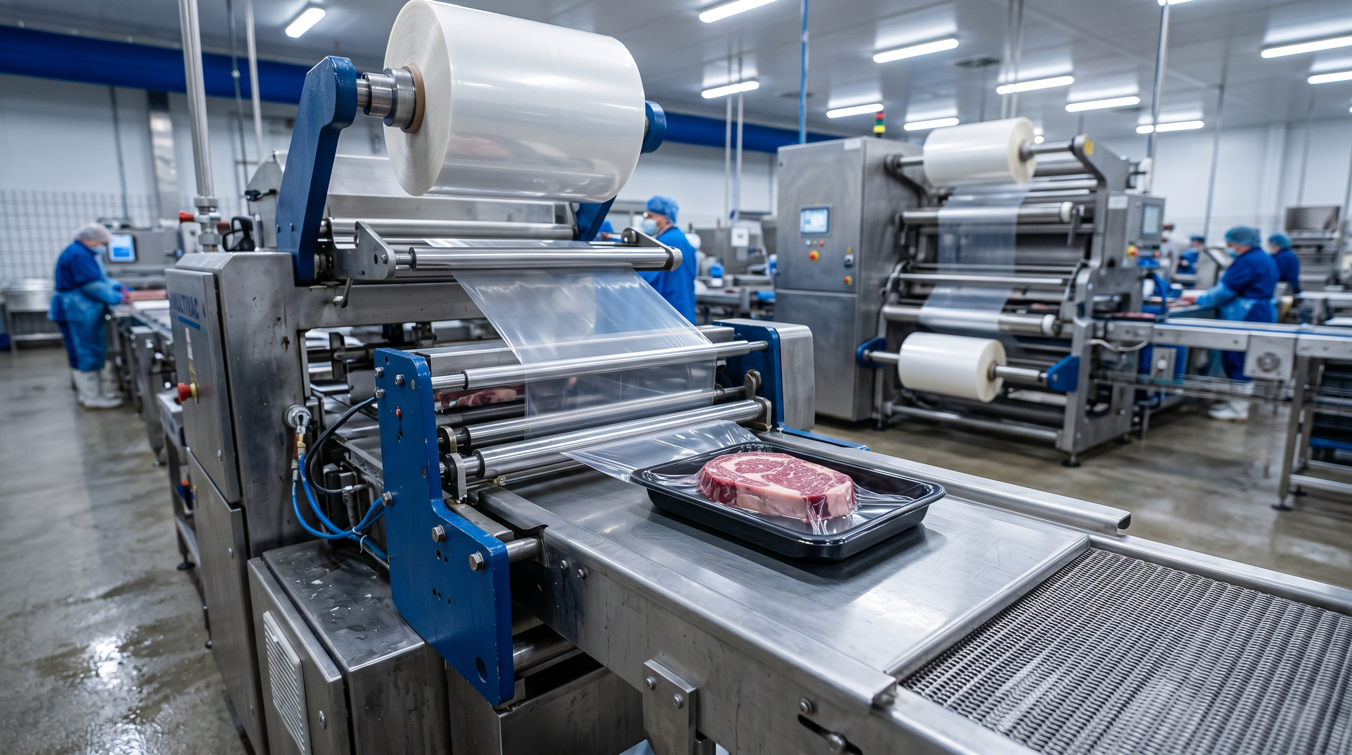 Vacuum skin packaging machine on production line