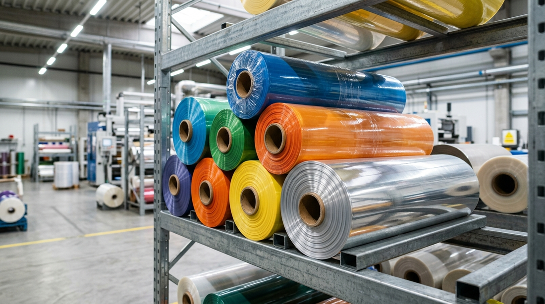 Industrial packaging film rolls in lamination facility